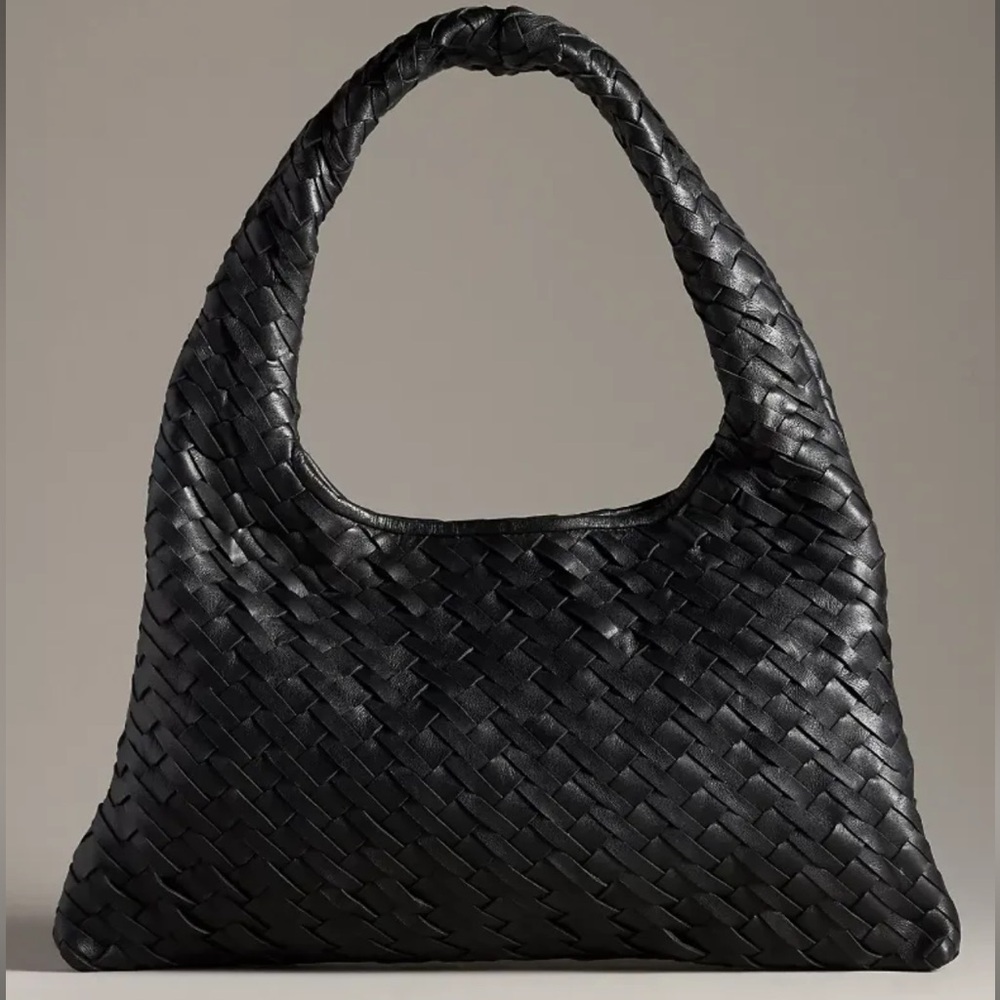 Walter Baker Black Woven Bag from Anthropology Retails:$398 NWT. Bottega vibes.